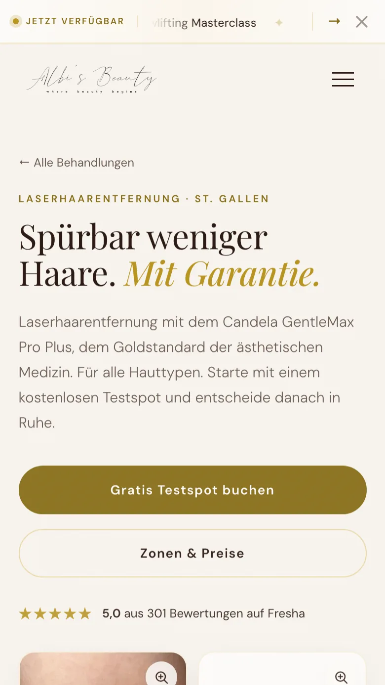 Laser-Landingpage auf dem Handy