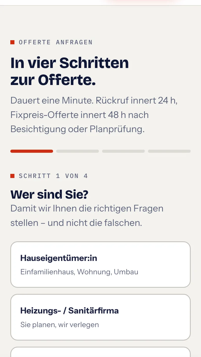 Offerte in vier Schritten auf dem Handy