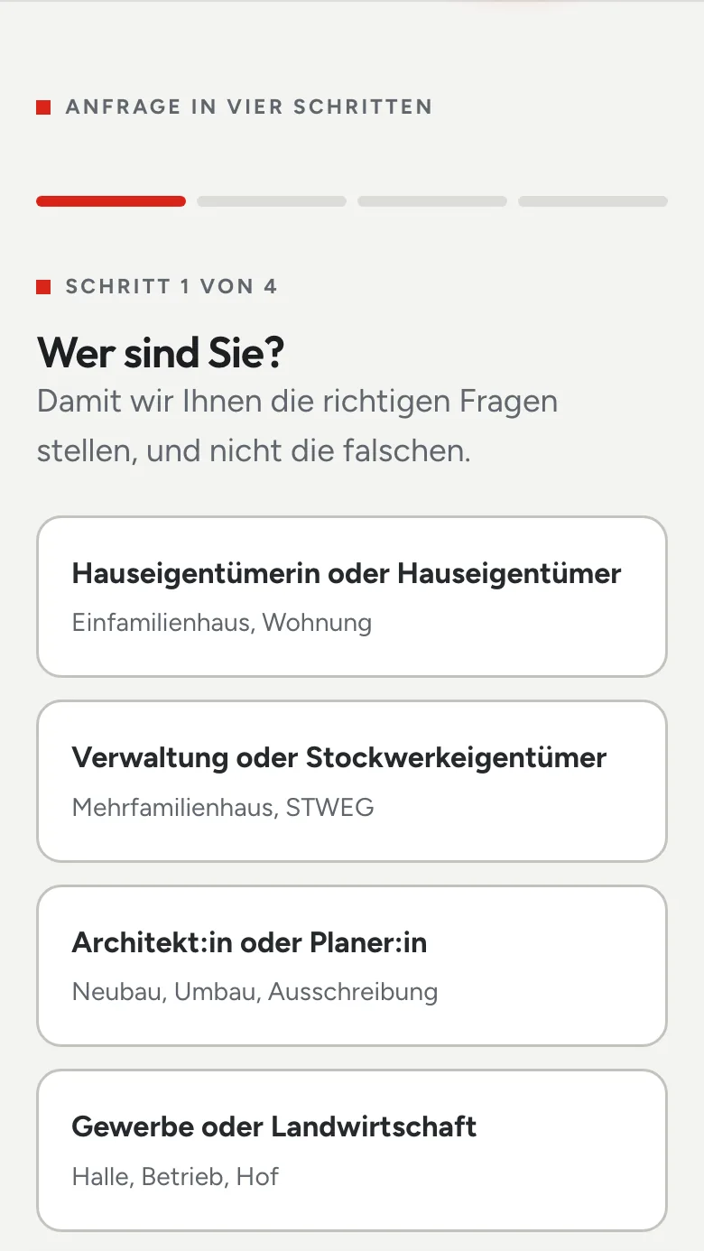 Anfrage in vier Schritten auf dem Handy