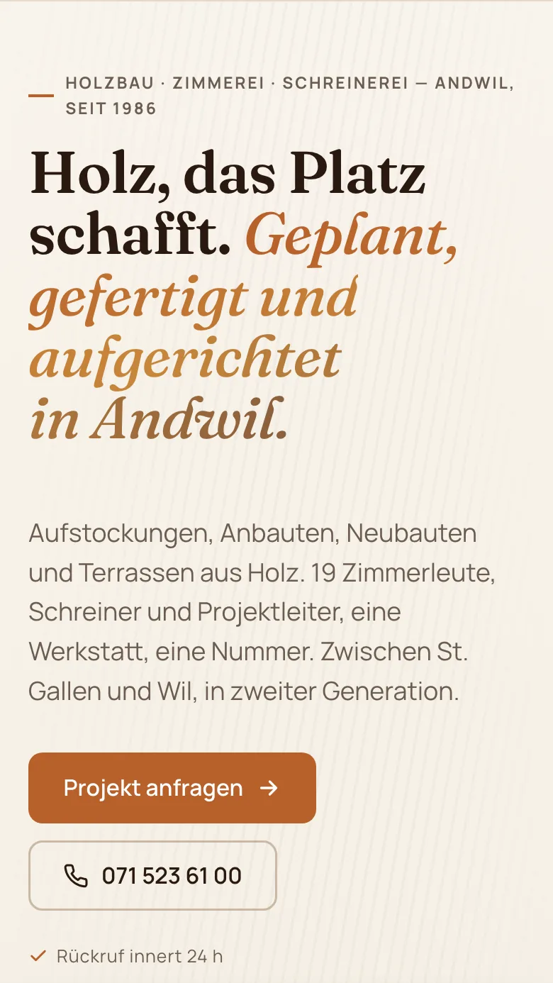 Startseite auf dem Handy
