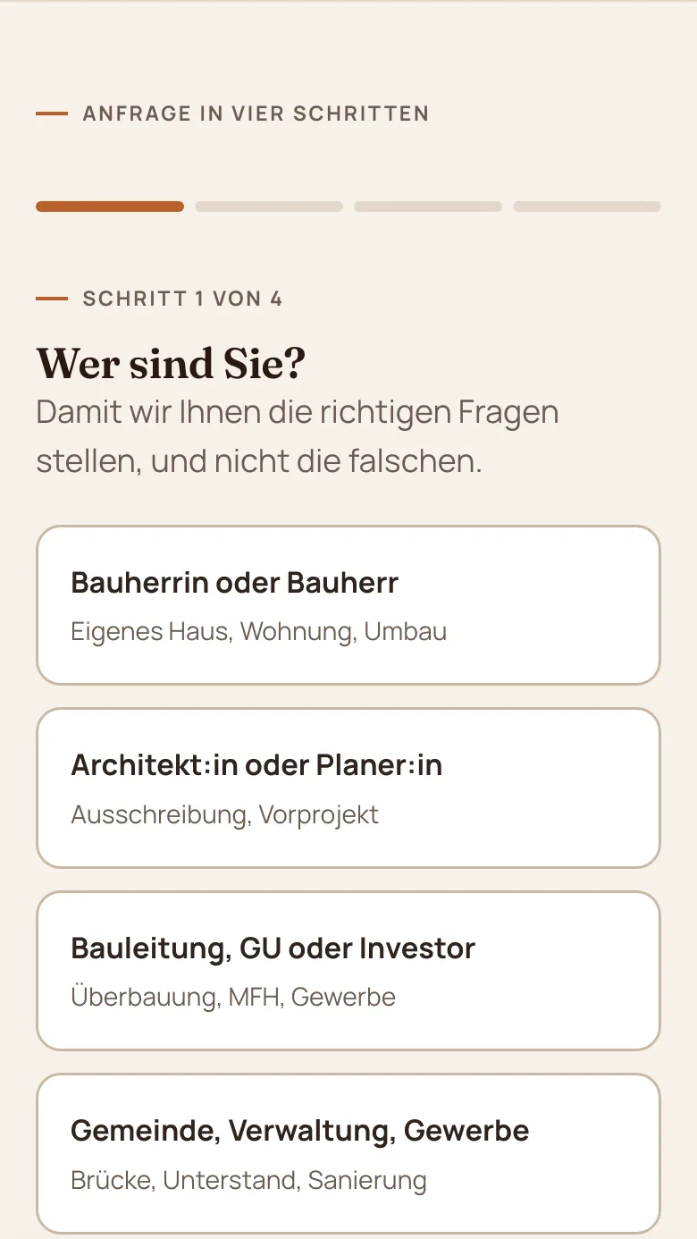 Anfrage in vier Schritten auf dem Handy