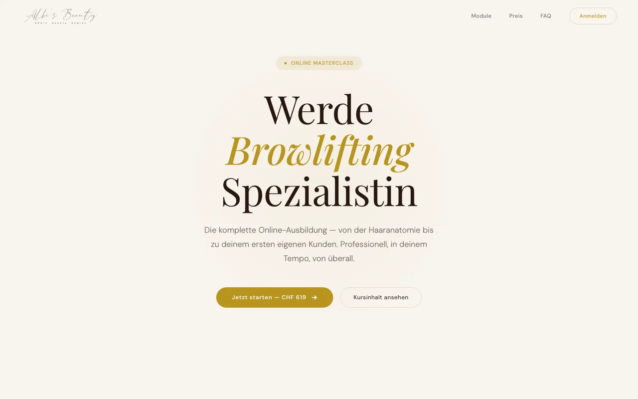 Online-Masterclass von Albi's Beauty am Desktop